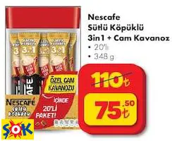 NESCAFE SÜTLÜ KÖPÜKLÜ KAHVE 3İN1 + CAM KAVANOZ 20'Lİ